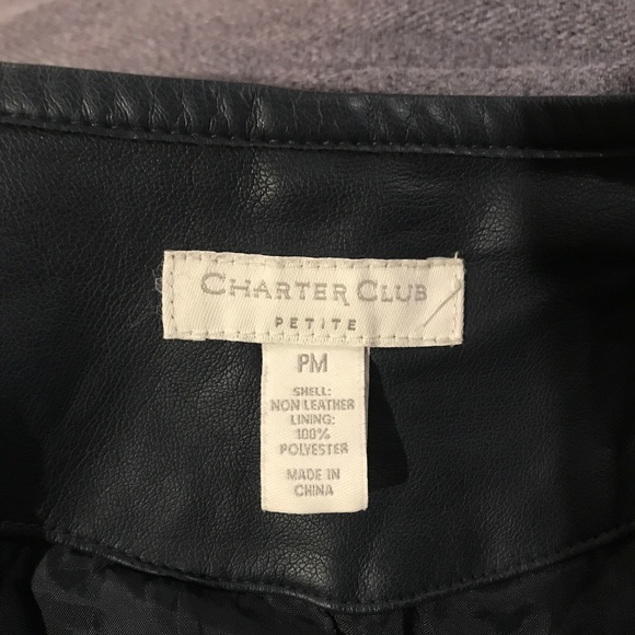 CHARTER CLUB petite navy faux leather jacket - Picture 6 of 6